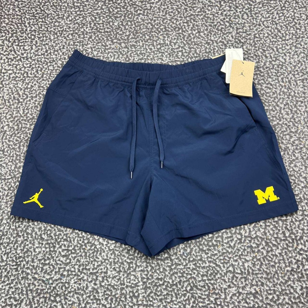 Air Jordan Michigan Wolverines Dri-FIT Shorts Men Large Navy Blue Drawstring New